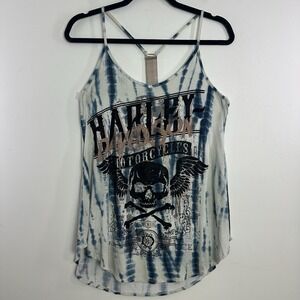 Vintage Harley Davidson Shirt Tank Top Womens L Tie Dye Y2K Faded Motorcycle USA